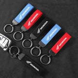 Car Styling Emblem Alloy Keyring Motorcycle Suede Leather Keychain For Honda Mugen Power Civic Accords CRV Hrv Jazz CBR VTEC VFR