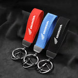 Car Styling Emblem Alloy Keyring Motorcycle Suede Leather Keychain For Honda Mugen Power Civic Accords CRV Hrv Jazz CBR VTEC VFR