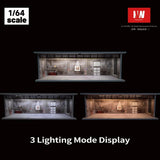 1/64 Diorama Car Garage Model LED Lighting Car Parking Lot Showroom Scene Display Model Gift Toys