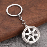 Creative Car Wheel Keychains for Man Simple Metal Hub Pendant Key Ring Jewelry Accessories Gifts
