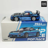 POPRACE 1:64 Chromblau RX7 FD3S RE Legierungsautomodell 223