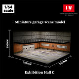 1/64 Diorama Car Garage Model LED Lighting Car Parking Lot Showroom Scene Display Model Gift Toys