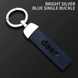 Car Vintage Leather Keychain Ring Zinc Alloy Chain Key For Jeep Grand Cherokee Wrangler JK Gladiator Compass Renegade Patriot