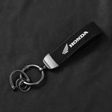 Car Styling Emblem Alloy Keyring Motorcycle Suede Leather Keychain For Honda Mugen Power Civic Accords CRV Hrv Jazz CBR VTEC VFR