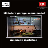 1/64 Diorama Car Garage Model LED Lighting Car Parking Lot Showroom Scene Display Model Gift Toys