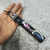 Newest JDM Style Car Keychain Nylon Initial D Gift Lanyard Keyring Auto Key Steel Spring Clip Key Starp Key Pendant