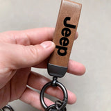Car Vintage Leather Keychain Ring Zinc Alloy Chain Key For Jeep Grand Cherokee Wrangler JK Gladiator Compass Renegade Patriot
