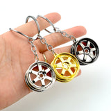 Creative Car Wheel Keychains for Man Simple Metal Hub Pendant Key Ring Jewelry Accessories Gifts
