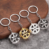 Creative Car Wheel Keychains for Man Simple Metal Hub Pendant Key Ring Jewelry Accessories Gifts