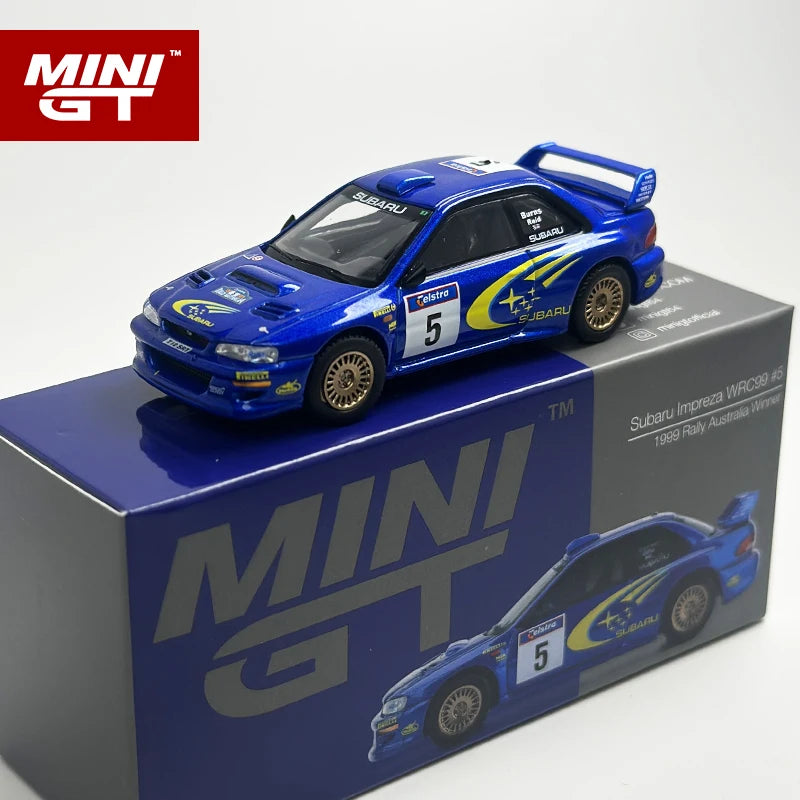 MINIGT 1:64 Subaru Impreza WRC99 1999 Rally Australia Sieger #5 Australien exklusives Modellauto aus Metall in Blau 986