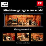 1/64 Diorama Car Garage Model LED Lighting Car Parking Lot Showroom Scene Display Model Gift Toys