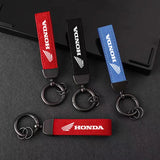 Car Styling Emblem Alloy Keyring Motorcycle Suede Leather Keychain For Honda Mugen Power Civic Accords CRV Hrv Jazz CBR VTEC VFR