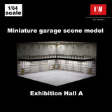 1/64 Diorama Car Garage Model LED Lighting Car Parking Lot Showroom Scene Display Model Gift Toys