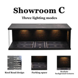 1/64 Diorama Car Garage Model LED Lighting Car Parking Lot Showroom Scene Display Model Gift Toys