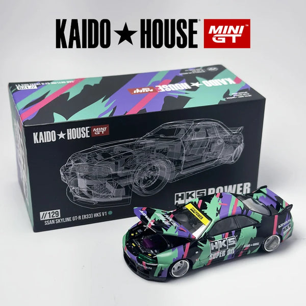 Kaido House Skyline GTR R33 HKS V1 KHMG modellino di auto in lega 129 Chase