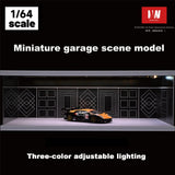 1/64 Diorama Car Garage Model LED Lighting Car Parking Lot Showroom Scene Display Model Gift Toys