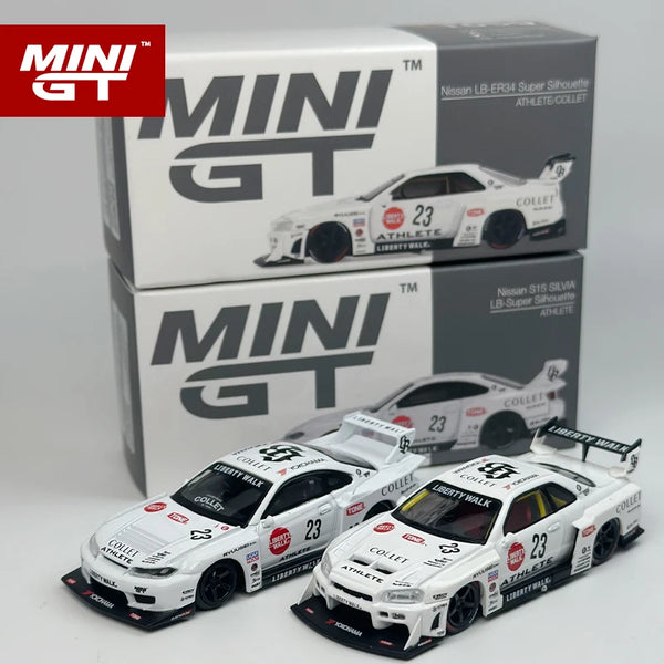 MINIGT 1:64 Nissan LB-ER34 Super Silhouette S15 SILVIA ATHLETE/COLLET MGT Legierungsauto-Modell 1054 1059