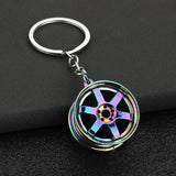 Creative Car Wheel Keychains for Man Simple Metal Hub Pendant Key Ring Jewelry Accessories Gifts