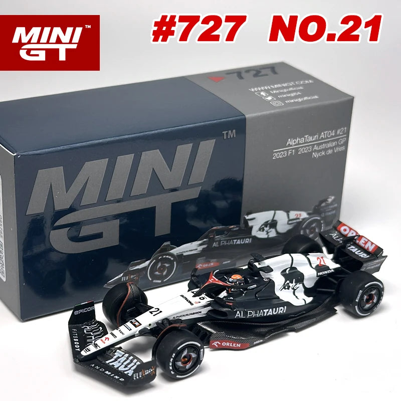 MINIGT 1:64 AlphaTauri AT04 #22 #21 Yuki Tsunoda Nyck de Vries 2023 F1 2023 Großer Preis von Australien Legierungsautomodell 726 727