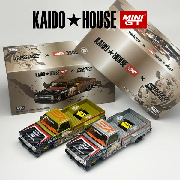 Kaido House + MINIGT Chevrolet Silverado "Sumatran Rhino" modello di auto in lega Chase 153