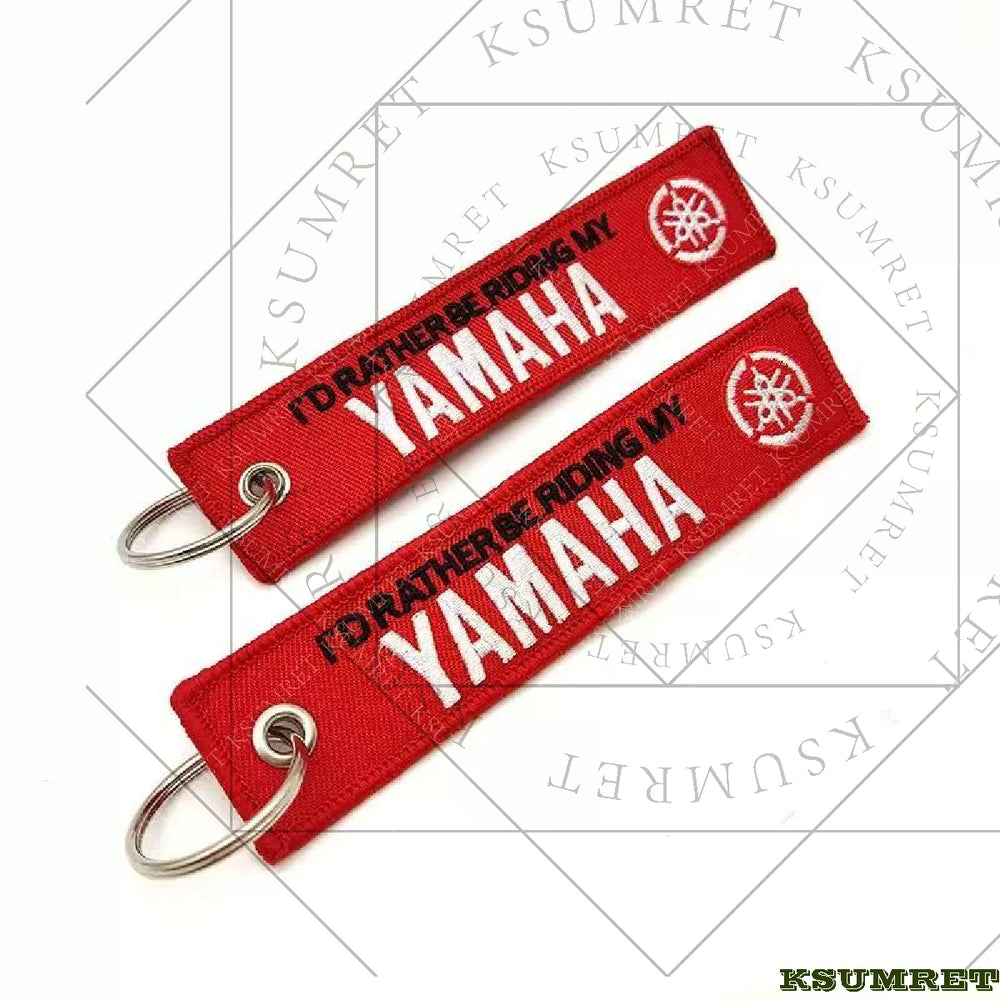 For Yamaha Motorcycle keychain short strip embroidery woven label motorcycle trend pendant car LOGO hat clothing label