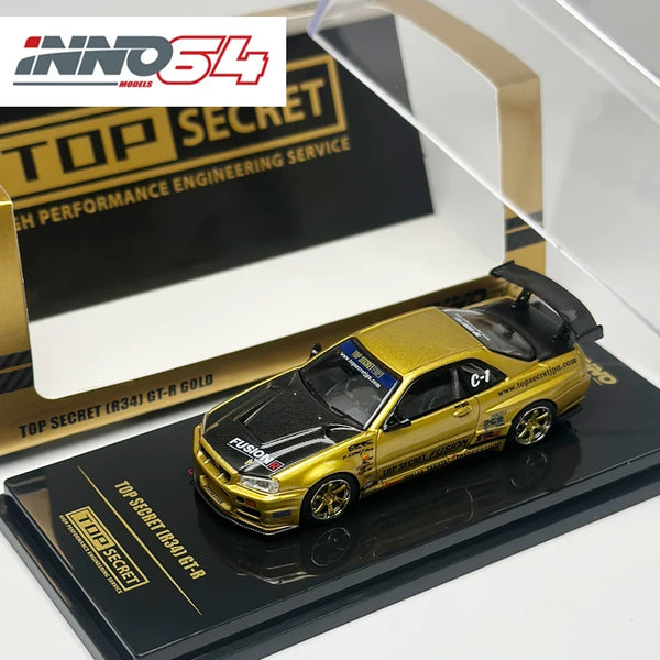 INNO 1:64 TOP SECRET GTR R34 Goldlegierung Automodell