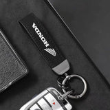 Car Styling Emblem Alloy Keyring Motorcycle Suede Leather Keychain For Honda Mugen Power Civic Accords CRV Hrv Jazz CBR VTEC VFR