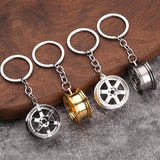 Creative Car Wheel Keychains for Man Simple Metal Hub Pendant Key Ring Jewelry Accessories Gifts