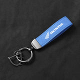 Car Styling Emblem Alloy Keyring Motorcycle Suede Leather Keychain For Honda Mugen Power Civic Accords CRV Hrv Jazz CBR VTEC VFR