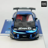 POPRACE 1:64 Chromblau RX7 FD3S RE Legierungsautomodell 223