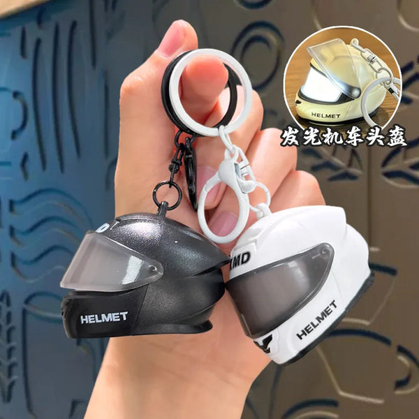 Luminous Motorcycle Helmet Keychains – 3D Mini Helmet Keyring,Cool Gifts for Bikers, Car Lovers, Birthday & Holiday Gift Ideas