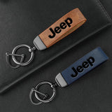 Car Vintage Leather Keychain Ring Zinc Alloy Chain Key For Jeep Grand Cherokee Wrangler JK Gladiator Compass Renegade Patriot