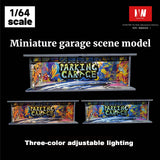 1/64 Diorama Car Garage Model LED Lighting Car Parking Lot Showroom Scene Display Model Gift Toys
