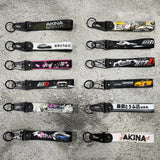 Newest JDM Style Car Keychain Nylon Initial D Gift Lanyard Keyring Auto Key Steel Spring Clip Key Starp Key Pendant