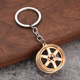 Creative Car Wheel Keychains for Man Simple Metal Hub Pendant Key Ring Jewelry Accessories Gifts