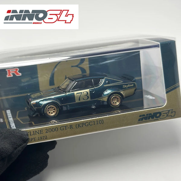 INNO 1:64 SKYLINE 2000 GTR KPGC110 Grün Legierungsauto-Modell