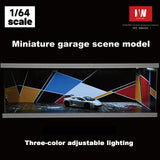 1/64 Diorama Car Garage Model LED Lighting Car Parking Lot Showroom Scene Display Model Gift Toys