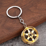 Creative Car Wheel Keychains for Man Simple Metal Hub Pendant Key Ring Jewelry Accessories Gifts