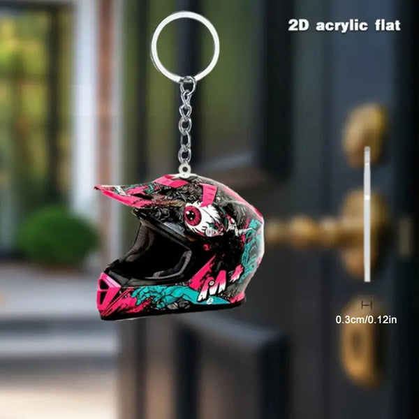 Keychain Helmet 2D Flat Fashion Stereo Motorcycle Helmets Safety Auto Bag Car Key Ring KeyChain Gift Jewelry
