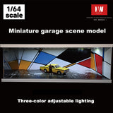 1/64 Diorama Car Garage Model LED Lighting Car Parking Lot Showroom Scene Display Model Gift Toys