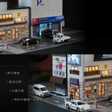 1/64 Diorama Seafood Restaurant Building LED Scene Model Car Garage Model City