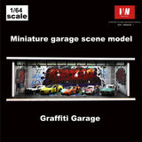 1/64 Diorama Car Garage Model LED Lighting Car Parking Lot Showroom Scene Display Model Gift Toys
