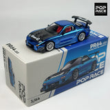 POPRACE 1:64 TOP SECRET GT300 SUPRA Chrom Gold RX7 GR86 S13  Modellauto Legierung 277 103 223 235 285
